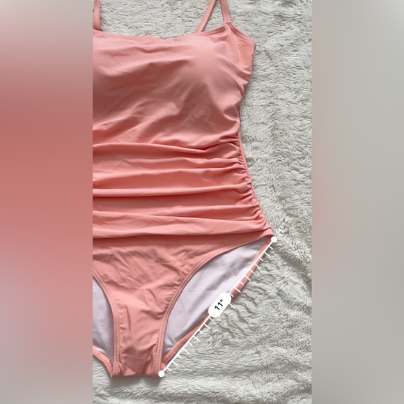 NWT EoMENIE Women's One Piece Swimsuit Tummy Control Ruched Size Large Salmon - Picture 4 of 10